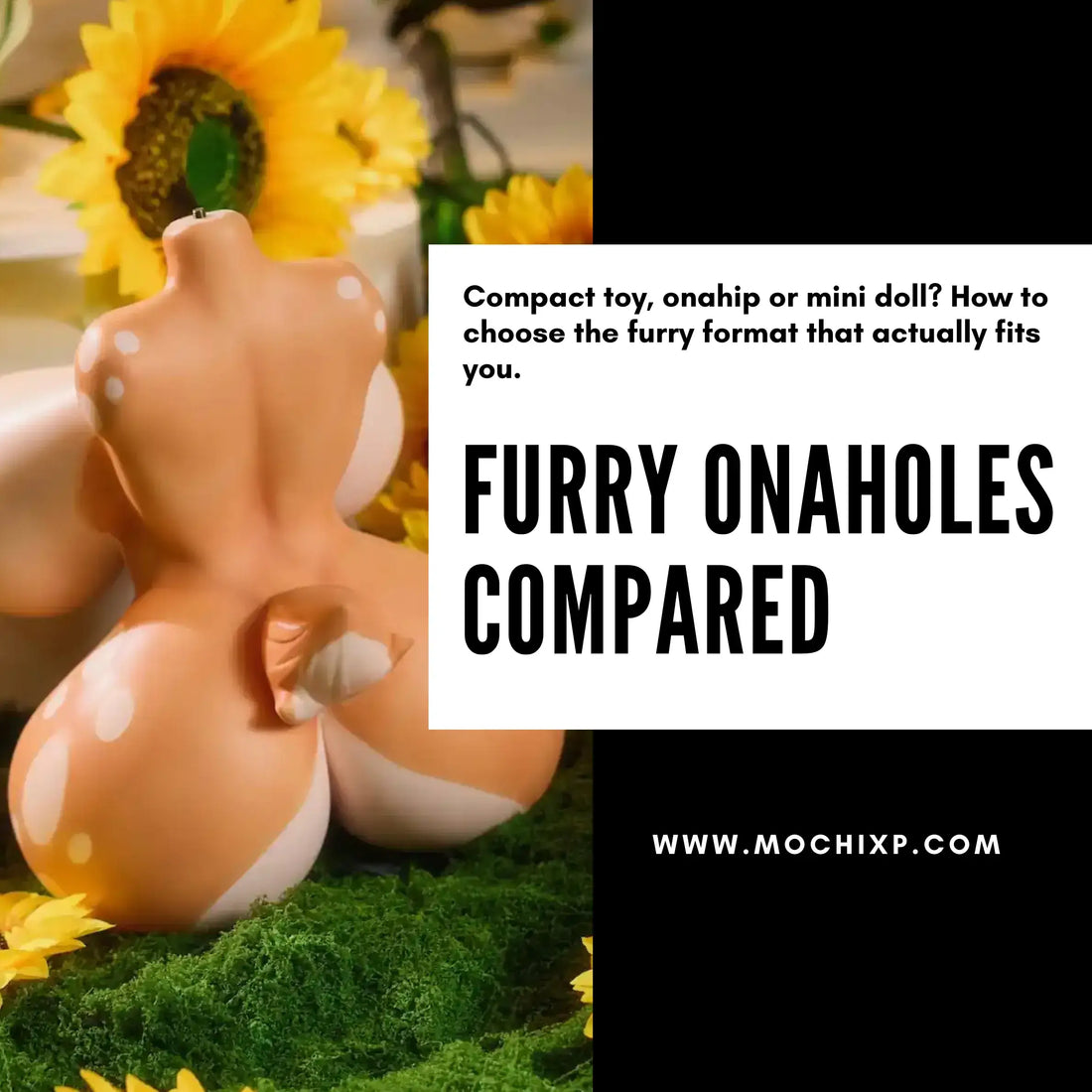 Furry onaholes comparison blog cover showing compact furry toys, onahips and mini doll formats on Mochi XP