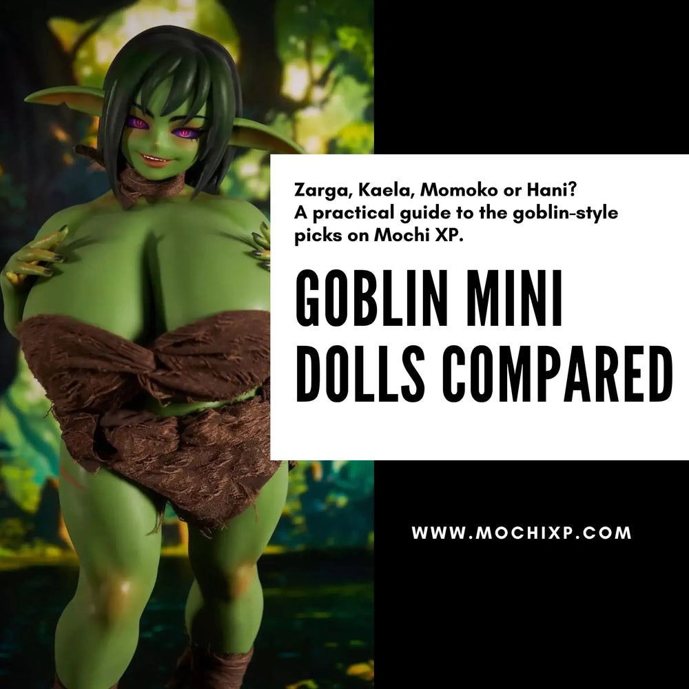 Goblin mini dolls comparison blog cover featuring Zarga, Kaela, Momoko and Hani goblin-style mini dolls on Mochi XP