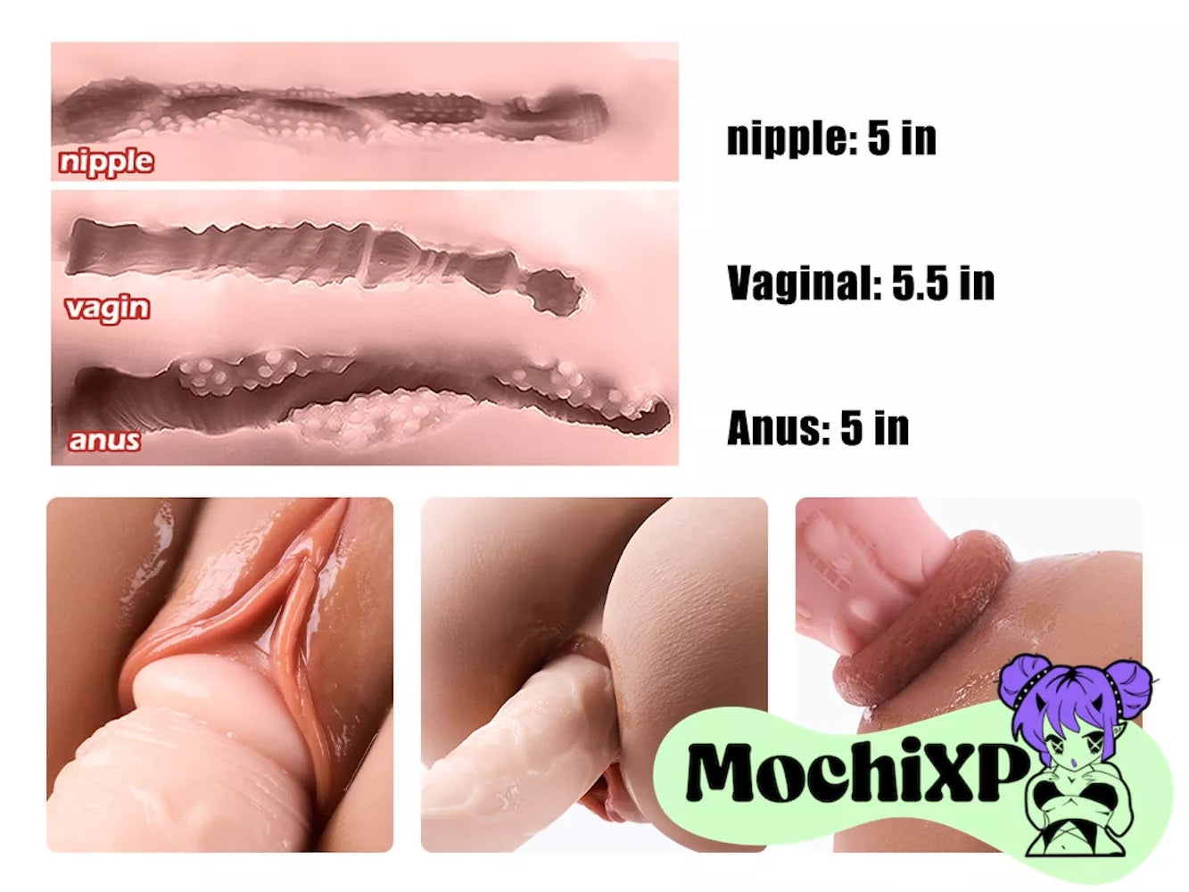 Lucy Hentai Mini Torso with Penetrable Breasts & Realistic TPE - 3.4kg (7.49lbs)