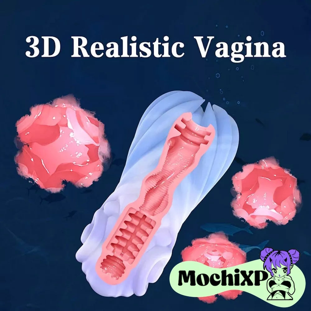 Mermaid Pocket Pussy with Deep 3D Ribbed Tunnel in Soft Silicone