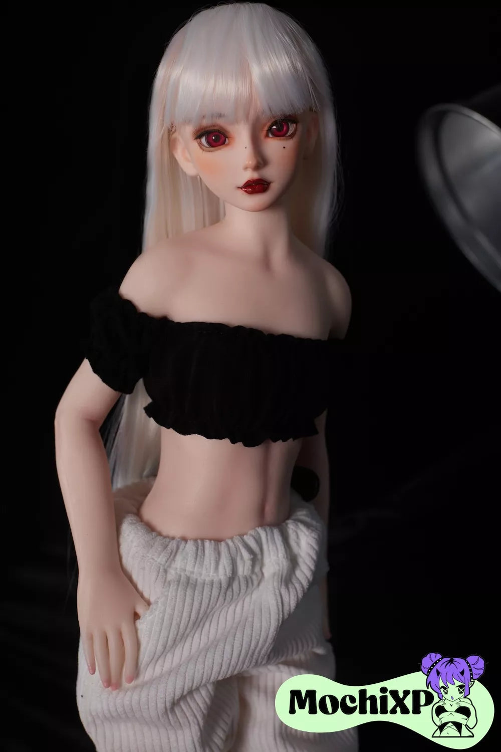 Saki Silver-Haired Mini Sex Doll with Silicone Body and Vinyl Head - 55cm