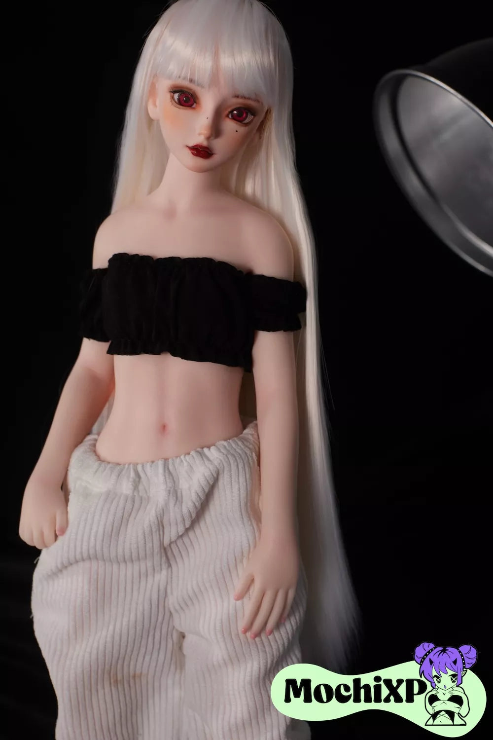 Saki Silver-Haired Mini Sex Doll with Silicone Body and Vinyl Head - 55cm